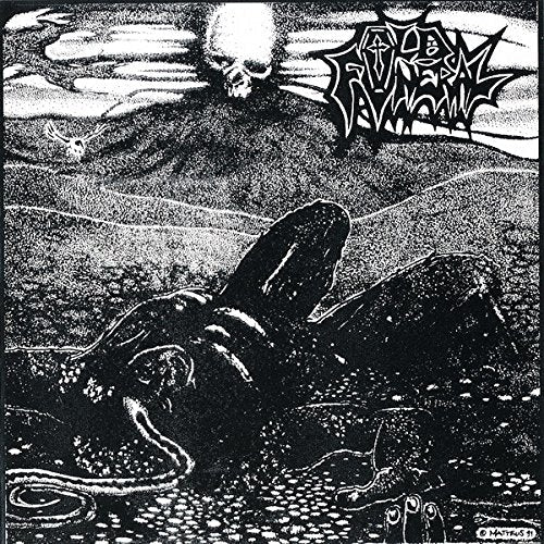 Black and white album cover with skull, spider, and distorted figures.