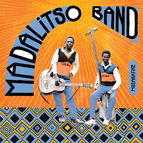 CD cover featuring two men with guitars against a patterned, orange background.