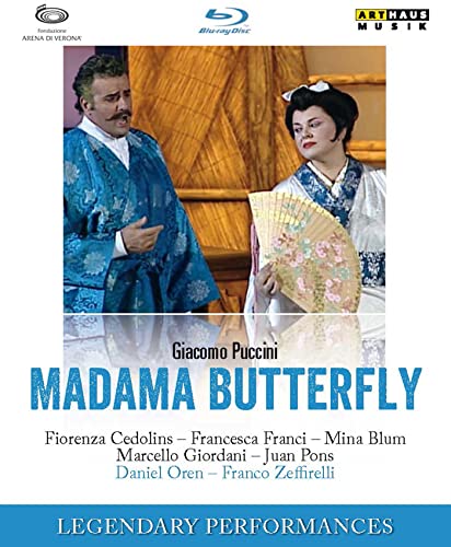 Blu-ray cover for "Madama Butterfly" opera featuring two costumed singers.