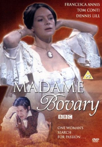 Woman in white dress and man in rustic clothing on DVD cover with orange background.