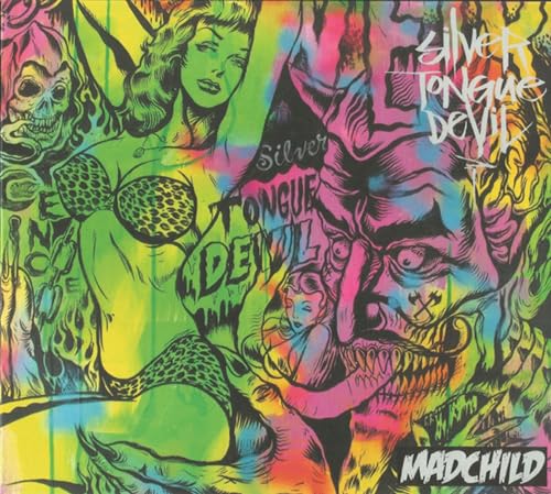 CD cover for Madchild’s “Silver Tongue Devil” with colorful, surreal artwork.