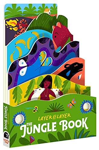 Pop-up book cover featuring Mowgli, Baloo, and jungle scenes in bright colors.