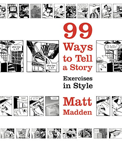 Book cover with black and white comic panels and large red “99” text.