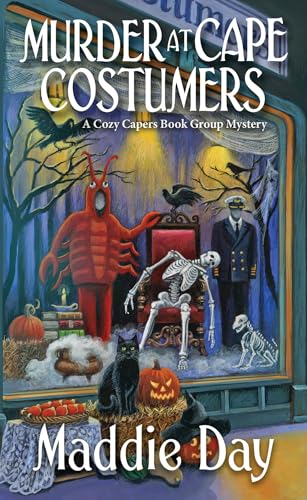 Book cover: lobster costume, skeleton, black cat, and spooky Halloween scene.