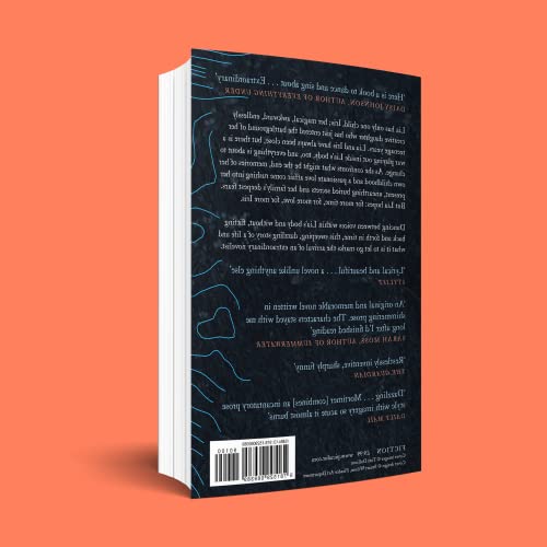 Book back cover with white text and a line drawing of a body.