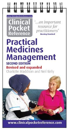 Spiral-bound book cover titled Practical Medicines Management showing a nurse assisting an elderly patient.