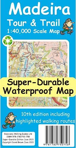 Madeira Tour and Trail 1:40,000 scale map cover with walking route details and barcode.