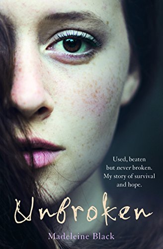 Book cover: close-up of a woman’s face, title “Unbroken” in white text.