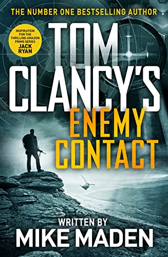 Book cover: "Tom Clancy's Enemy Contact" with a figure and helicopter.