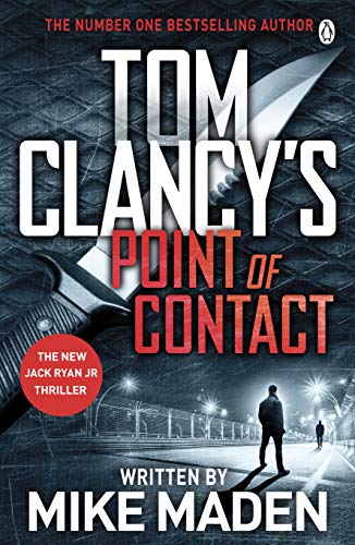 Book cover: "Point of Contact" with a knife and shadowy figure.