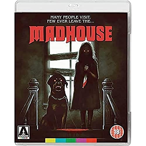 Madhouse" Blu-ray cover featuring a girl, dog, and ominous house.