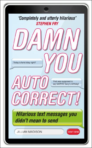 E-book cover titled "Damn You, Autocorrect!" featuring text bubbles on a light background.