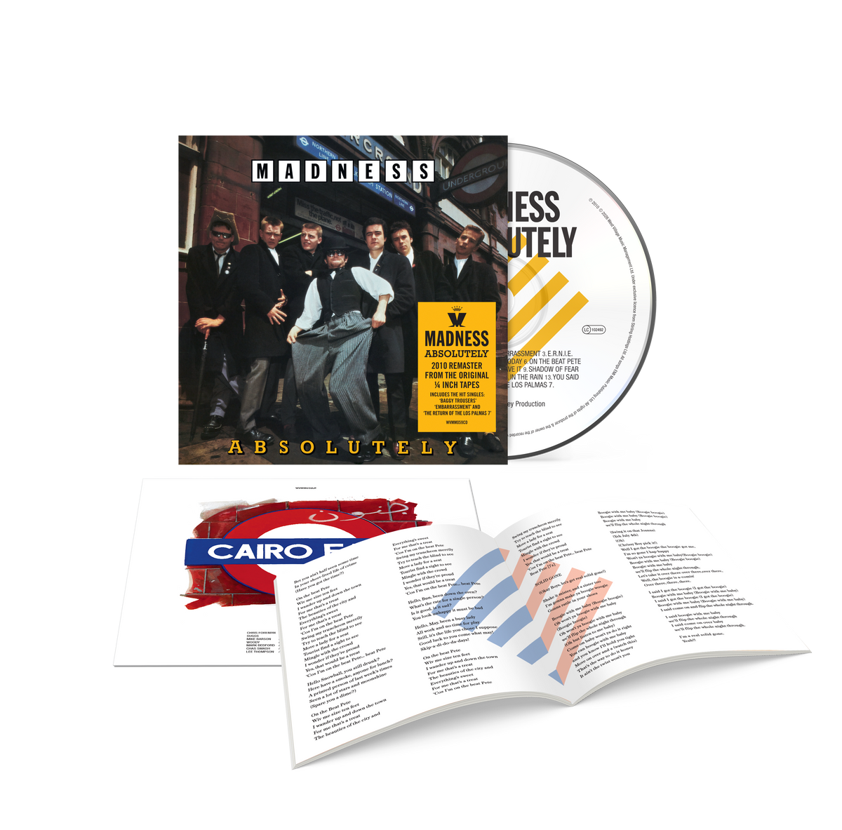 Madness “Absolutely” CD with band photo, booklet, and case shown.