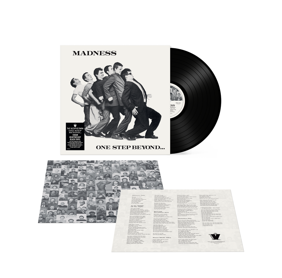 Madness "One Step Beyond" vinyl record with album cover and inserts.