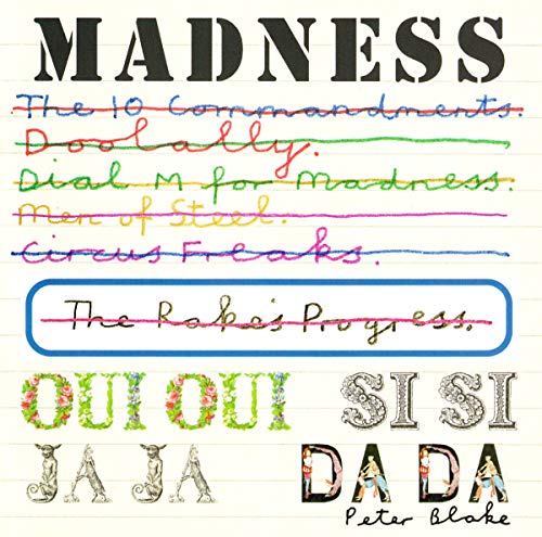 Colorful album cover with handwritten text and decorative letters on lined paper background.