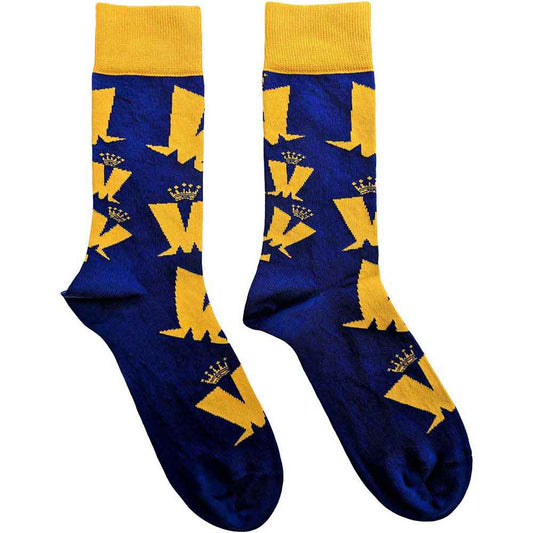 Ankle socks with repeating crown and "M" pattern, suitable for UK sizes 7-11.