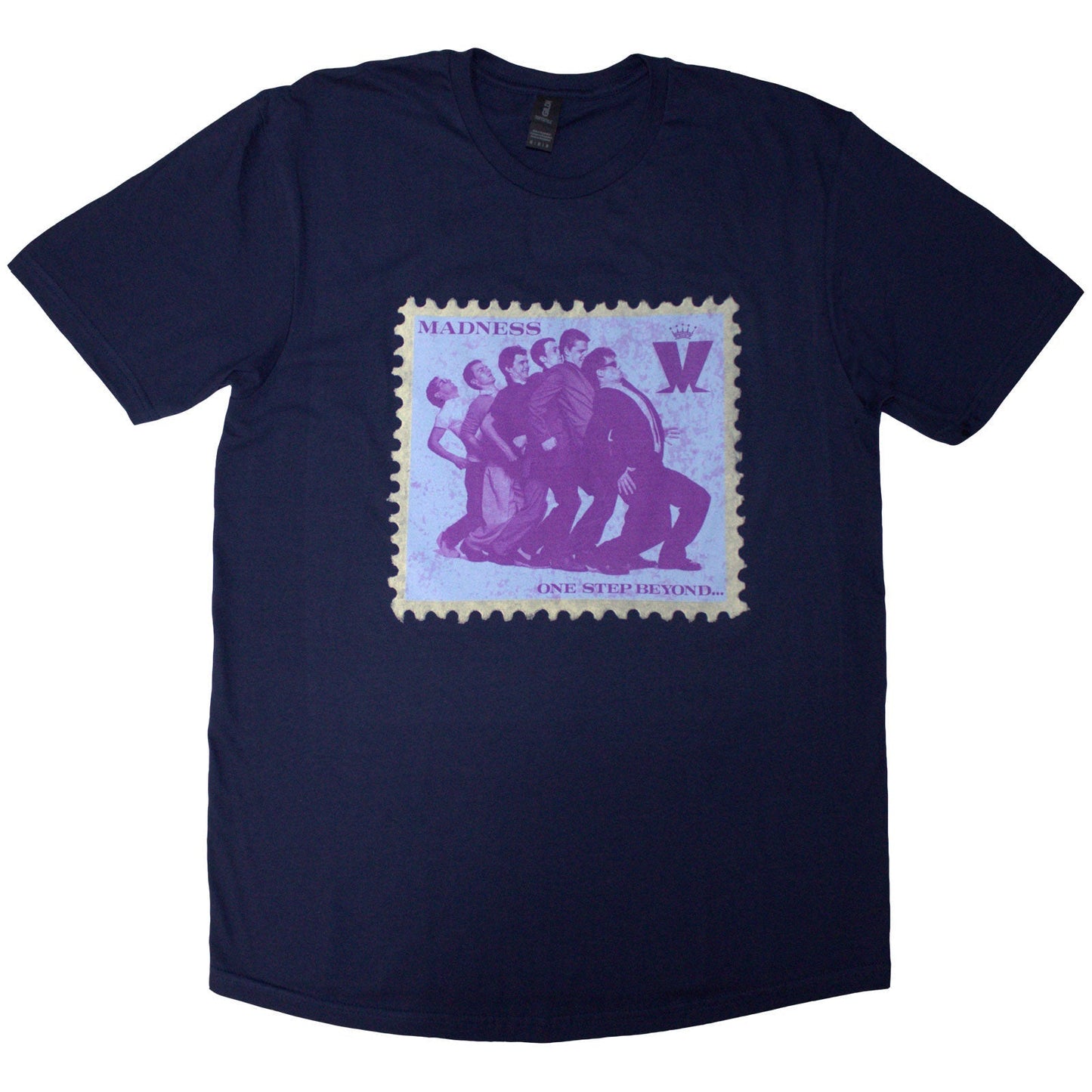 Navy blue t-shirt with a white “Madness” stamp-style logo, size medium.