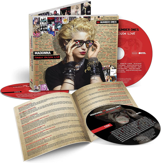 Madonna album cover: blonde woman with sunglasses, black shirt, and layered jewelry.