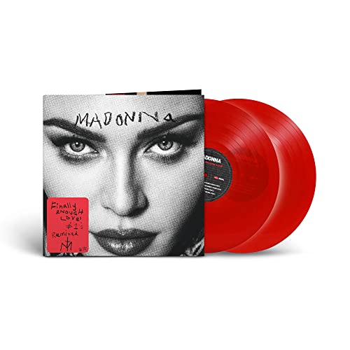 Madonna album "Finally Enough Love" vinyl record with red discs and cover.