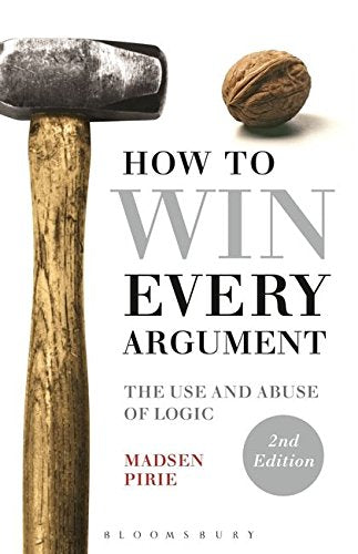 Book cover with a hammer and walnut, titled "How to Win Every Argument".