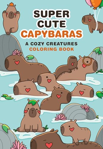 Cover of a coloring book featuring several adorable capybaras.