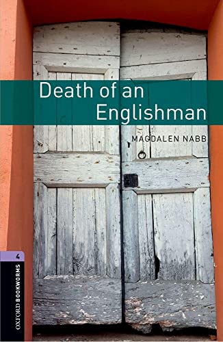 Book cover: "Death of an Englishman" with weathered wooden doors background.