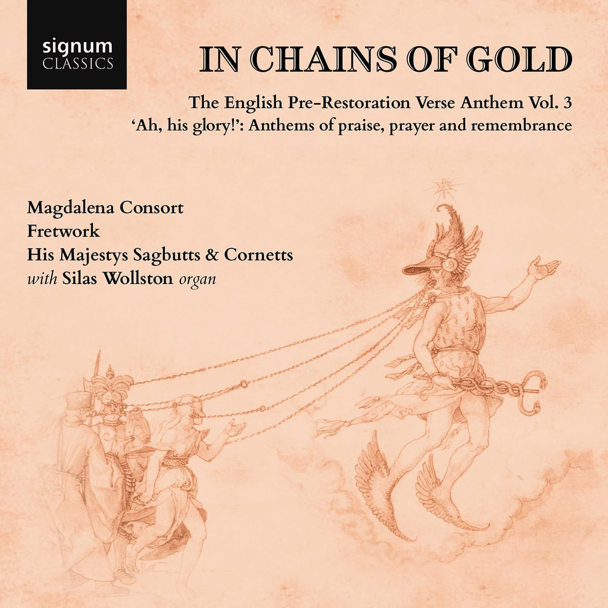 CD cover for “In Chains Of Gold” featuring sketched mythological figures.