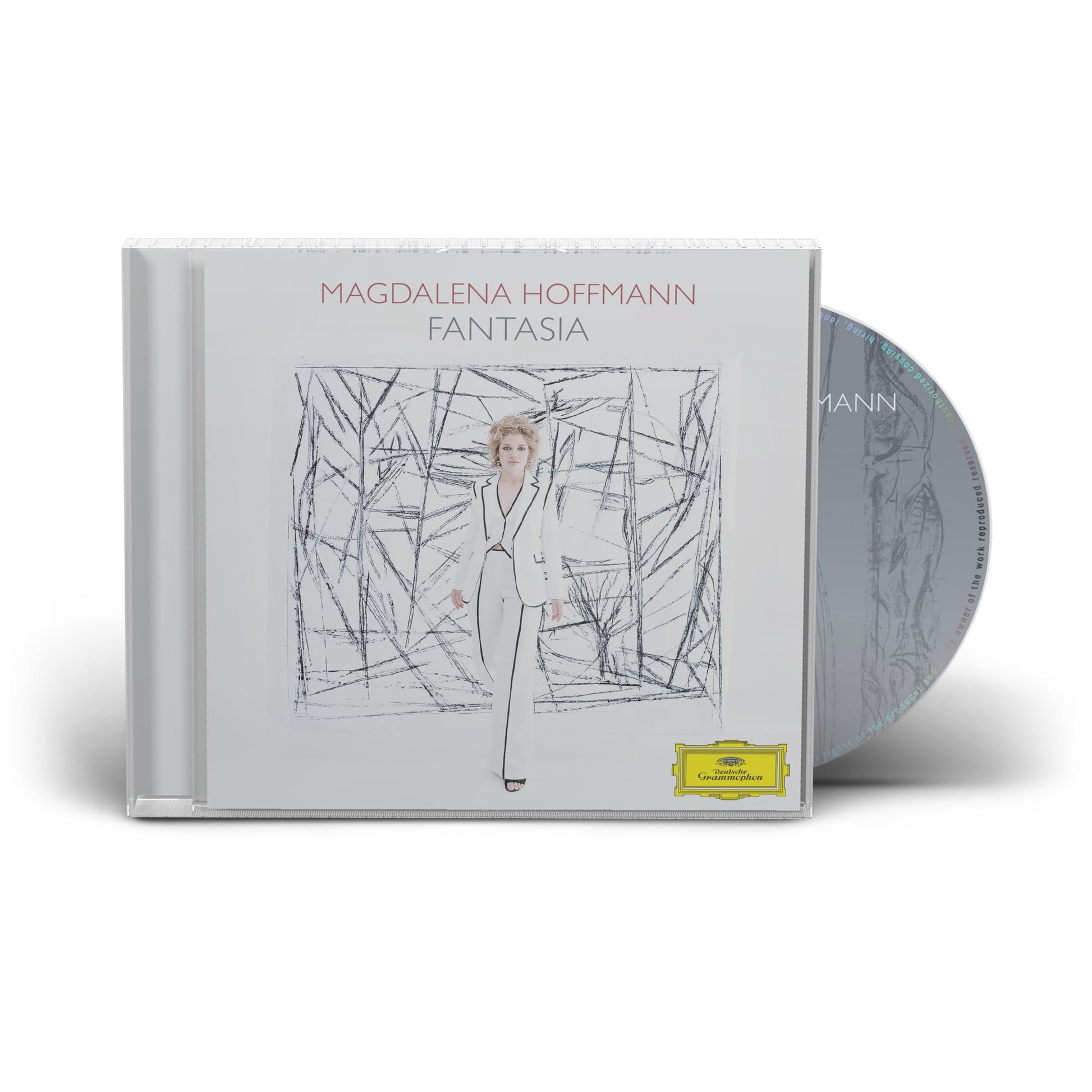 CD case for Magdalena Hoffmann’s “Fantasia” featuring a portrait and abstract lines.