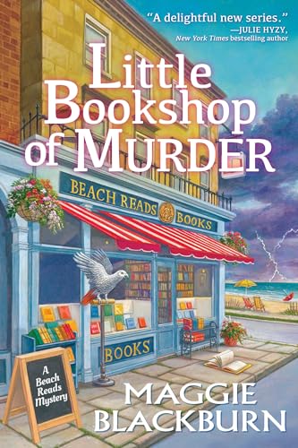 Book cover: “Little Bookshop of Murder” with a storefront and seagull.