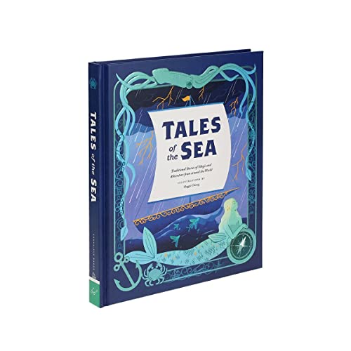 Book cover with blue illustrations of sea creatures and a mermaid.