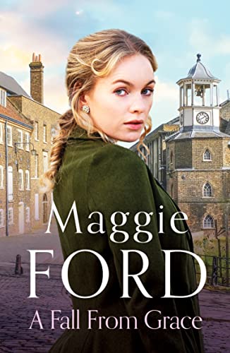 Book cover featuring a woman in vintage clothing with a town backdrop.
