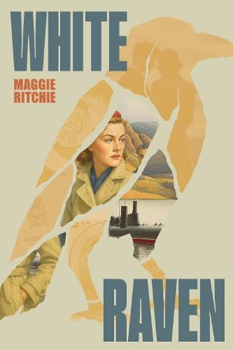 Book cover featuring a silhouette of a raven containing a woman and a submarine.