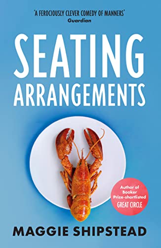 Book cover: "Seating Arrangements" with a lobster on a plate.
