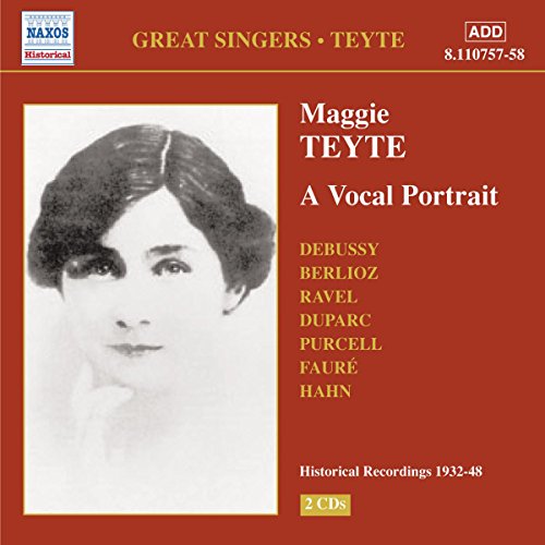 CD cover featuring a black and white portrait of Maggie Teyte on red background.
