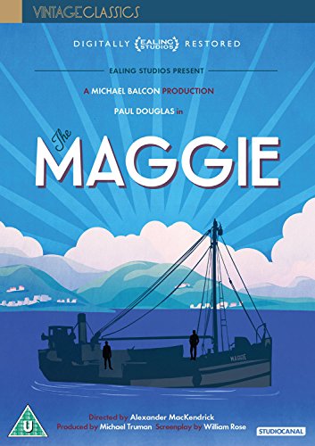 DVD cover for "The Maggie" featuring a blue-toned trawler on water with cloudy sky.