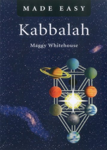 "Kabbalah Made Easy" book cover with planets and stars on a dark blue background.