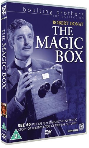 DVD cover for "The Magic Box" featuring Robert Donat with a camera.