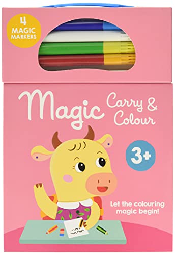 Pink box of Magic Carry Colour 3 markers with a cartoon cow.