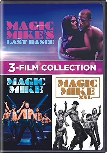 “Magic Mike” 3-film DVD collection cover featuring dancers and a couple.