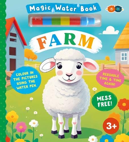 Magic Water Book Farm cover featuring a white sheep in a field with pen.