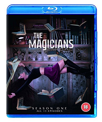 The Magicians" Season One Blu-ray cover with a woman surrounded by books.