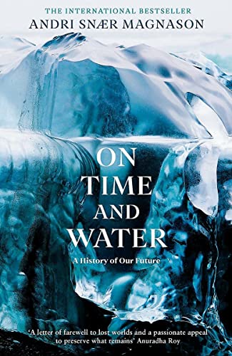 Book cover showing deep blue glacial ice with white text overlay.