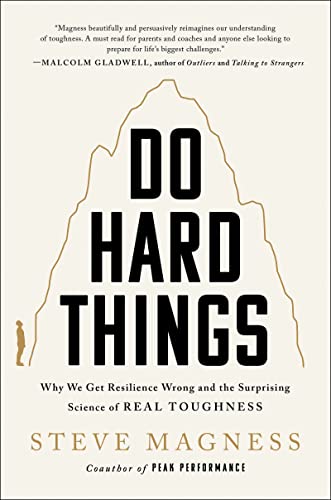Book cover titled Do Hard Things with a mountain outline and a small figure.
