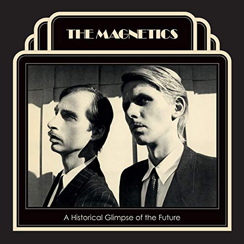 Black and white album cover featuring two men in suits.