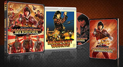 Blu-ray case for “Magnificent Warriors” featuring a young Michelle Yeoh in action.