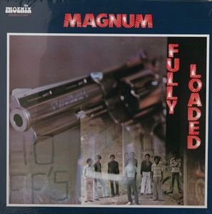 Vinyl record cover: “Magnum - Fully Loaded” with guns and figures.
