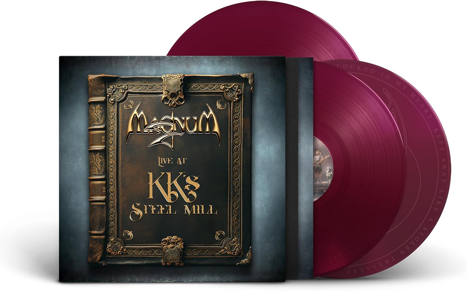 Magnum "Live At Kk's Steel Mill" vinyl record in a decorated sleeve.