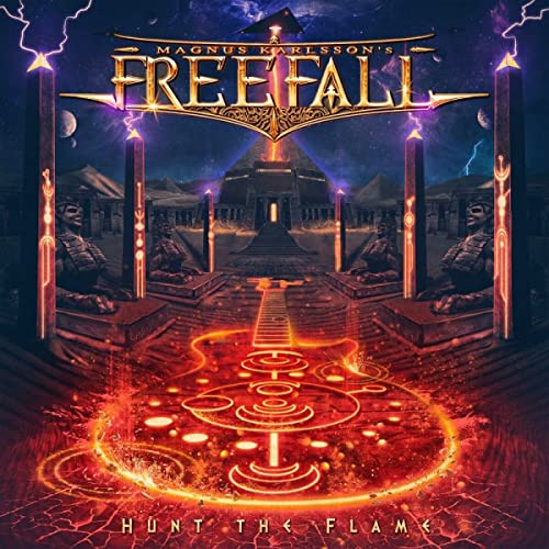 Album cover for “Hunt The Flame” featuring a pyramid and glowing symbols.