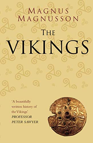 Book cover: "The Vikings" by Magnus Magnusson, with gold Celtic designs.