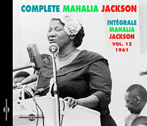 Mahalia Jackson portrait on CD cover, singing into a vintage microphone.